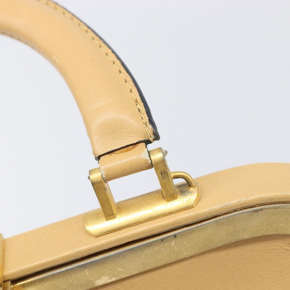 Christian Dior Hand Bag Leather Beige Gold Auth ep15958