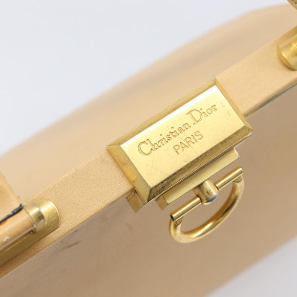 Christian Dior Hand Bag Leather Beige Gold Auth ep15958