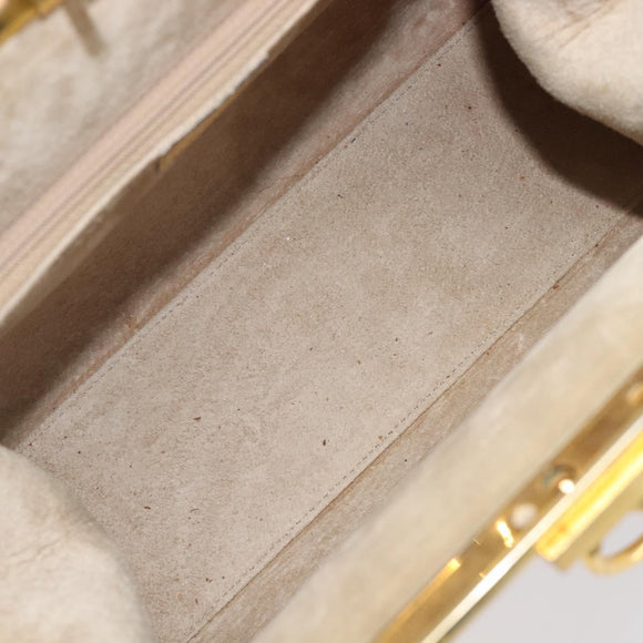 Christian Dior Hand Bag Leather Beige Gold Auth ep15958