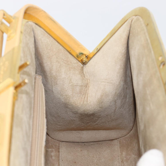 Christian Dior Hand Bag Leather Beige Gold Auth ep15958