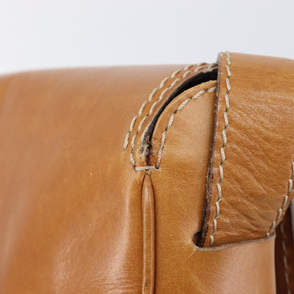 CELINE Shoulder Bag Leather Brown Gold Auth ep15959