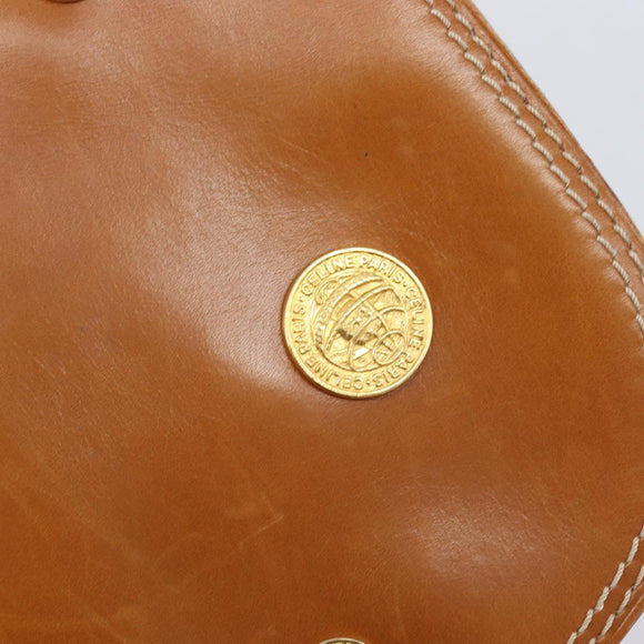 CELINE Shoulder Bag Leather Brown Gold Auth ep15959