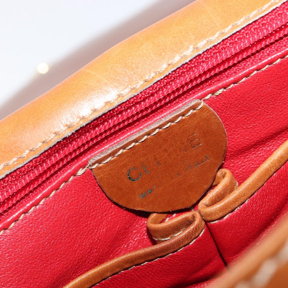 CELINE Shoulder Bag Leather Brown Gold Auth ep15959