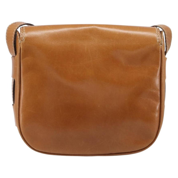 CELINE Shoulder Bag Leather Brown Gold Auth ep15959