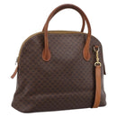 CELINE Macadam Canvas Hand Bag PVC Leather 2way Brown Gold Auth ep15962-1