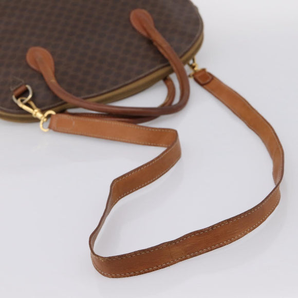 CELINE Macadam Canvas Hand Bag PVC Leather 2way Brown Gold Auth ep15962