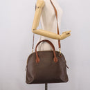 CELINE Macadam Canvas Hand Bag PVC Leather 2way Brown Gold Auth ep15962-26