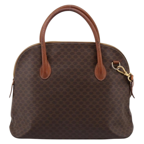 CELINE Macadam Canvas Hand Bag PVC Leather 2way Brown Gold Auth ep15962
