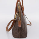 CELINE Macadam Canvas Hand Bag PVC Leather 2way Brown Gold Auth ep15962-3