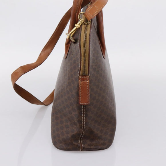 CELINE Macadam Canvas Hand Bag PVC Leather 2way Brown Gold Auth ep15962
