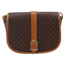 CELINE Macadam Canvas Shoulder Bag PVC Leather Brown Gold Auth ep15969-2