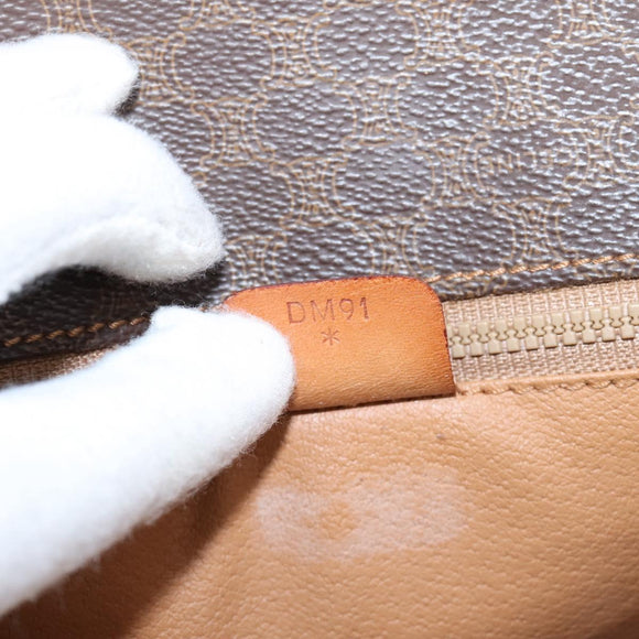 CELINE Macadam Canvas Shoulder Bag PVC Leather Brown Gold Auth ep15969