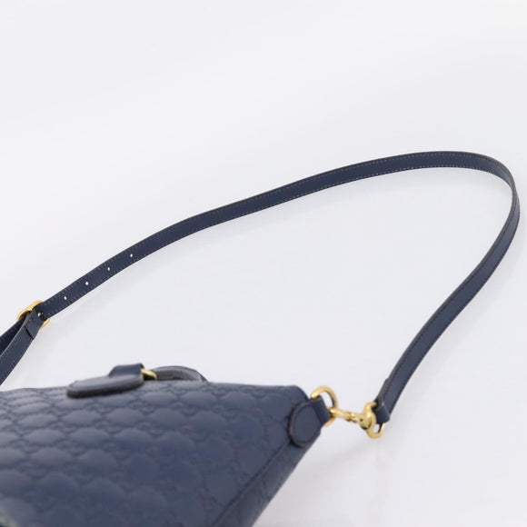 GUCCI GG Canvas Guccissima Hand Bag Leather 2way Blue Gold 428226 Auth ep15971