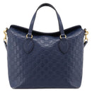 GUCCI GG Canvas Guccissima Hand Bag Leather 2way Blue Gold 428226 Auth ep15971-2