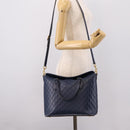 GUCCI GG Canvas Guccissima Hand Bag Leather 2way Blue Gold 428226 Auth ep15971-25