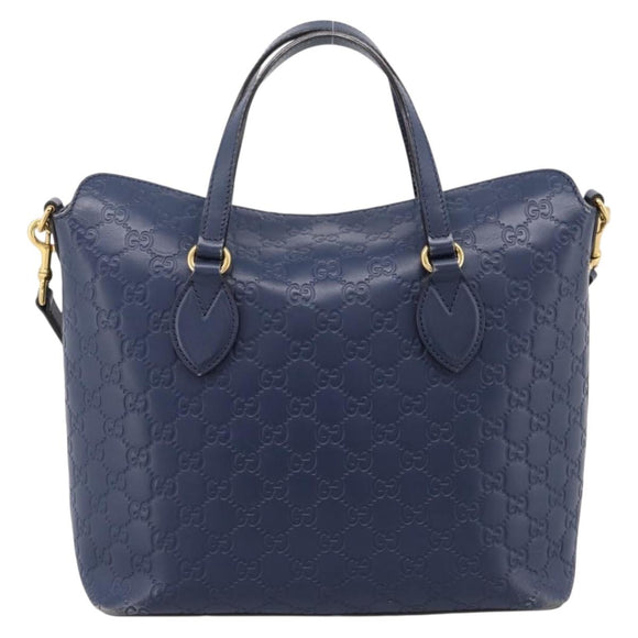 GUCCI GG Canvas Guccissima Hand Bag Leather 2way Blue Gold 428226 Auth ep15971