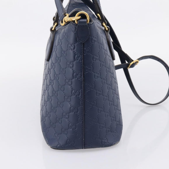 GUCCI GG Canvas Guccissima Hand Bag Leather 2way Blue Gold 428226 Auth ep15971