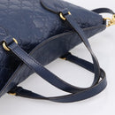 GUCCI GG Canvas Guccissima Hand Bag Leather 2way Blue Gold 428226 Auth ep15971-7