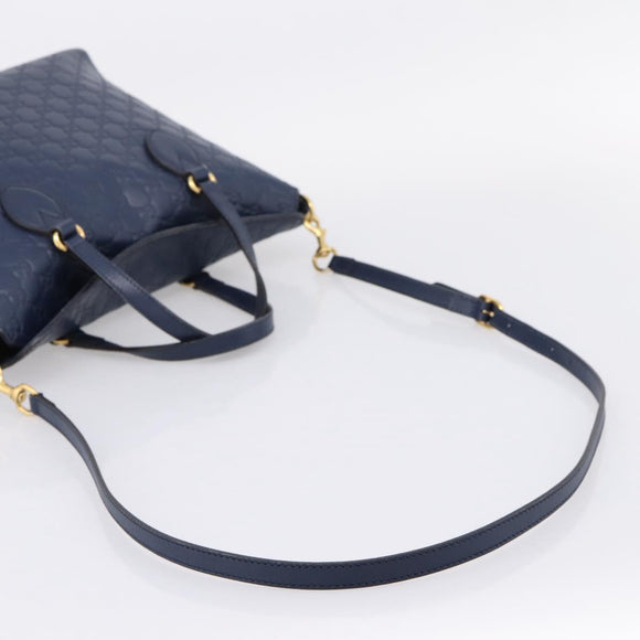 GUCCI GG Canvas Guccissima Hand Bag Leather 2way Blue Gold 428226 Auth ep15971