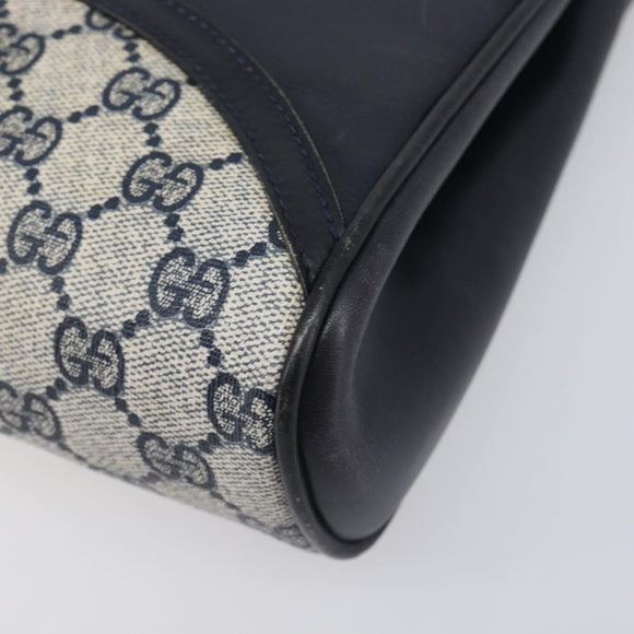 GUCCI GG Supreme Shoulder Bag PVC Navy Gold Auth ep15976