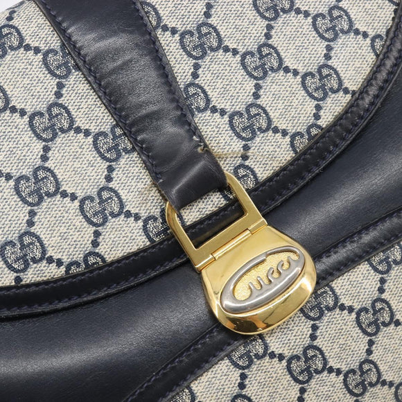 GUCCI GG Supreme Shoulder Bag PVC Navy Gold Auth ep15976