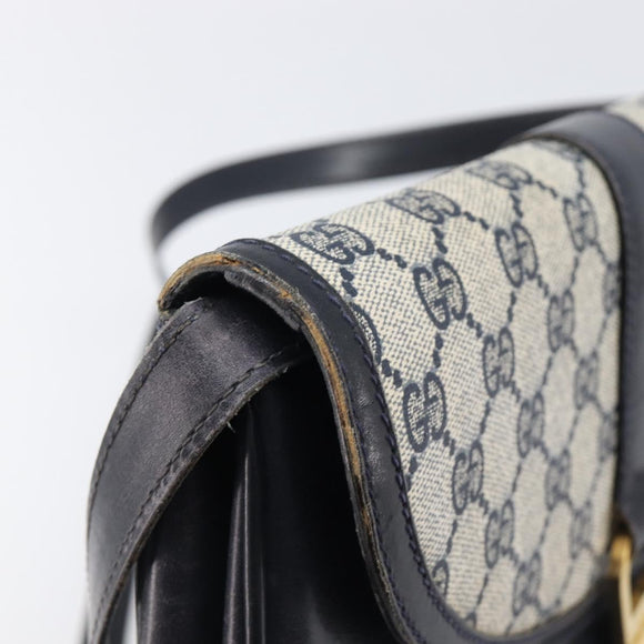 GUCCI GG Supreme Shoulder Bag PVC Navy Gold Auth ep15976