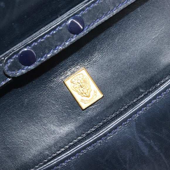GUCCI GG Supreme Shoulder Bag PVC Navy Gold Auth ep15976