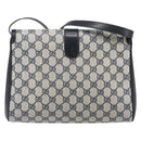 GUCCI GG Supreme Shoulder Bag PVC Navy Gold Auth ep15976-3