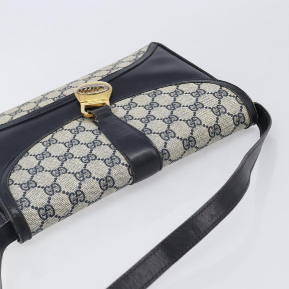 GUCCI GG Supreme Shoulder Bag PVC Navy Gold Auth ep15976