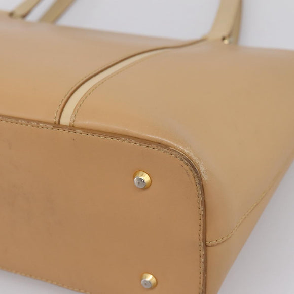 BURBERRY Hand Bag Leather Beige Gold Auth ep15977