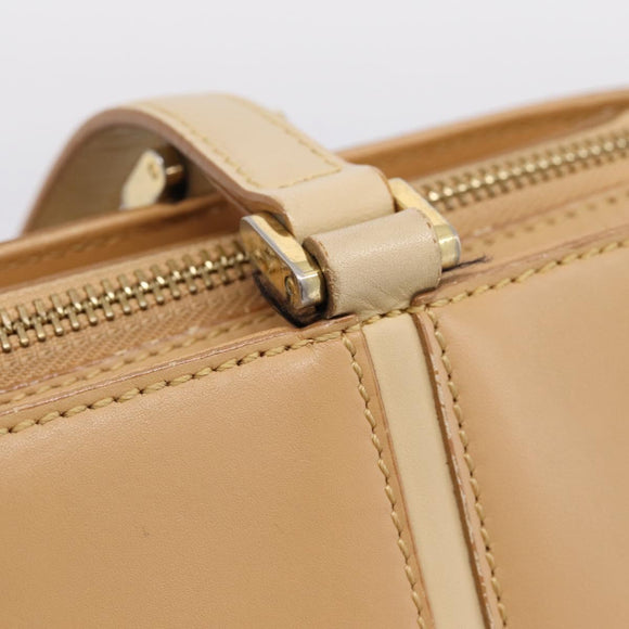 BURBERRY Hand Bag Leather Beige Gold Auth ep15977
