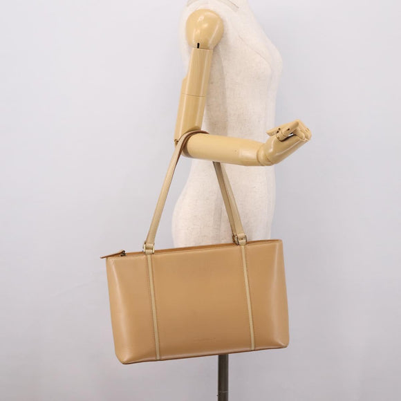 BURBERRY Hand Bag Leather Beige Gold Auth ep15977