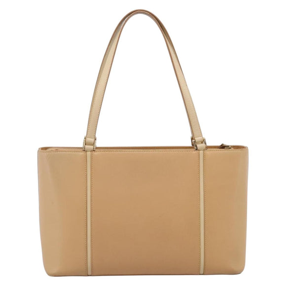 BURBERRY Hand Bag Leather Beige Gold Auth ep15977