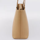 BURBERRY Hand Bag Leather Beige Gold Auth ep15977-3