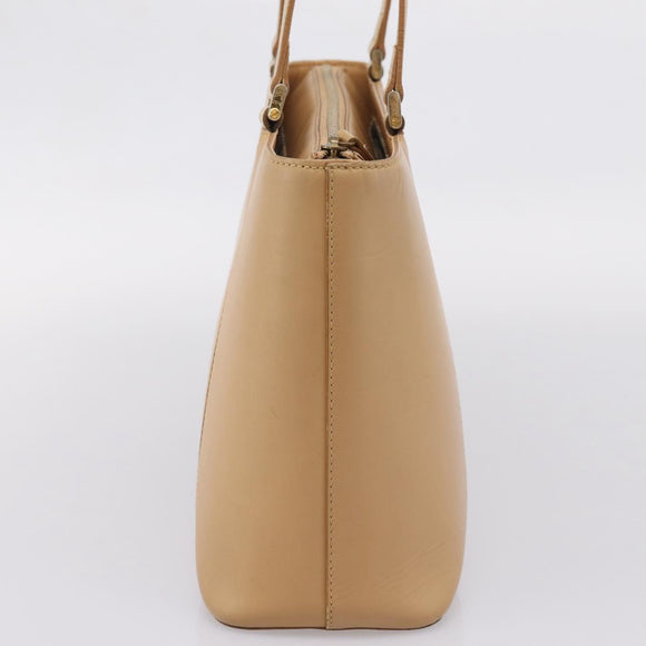 BURBERRY Hand Bag Leather Beige Gold Auth ep15977