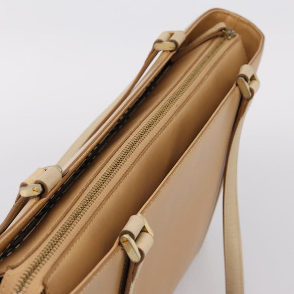 BURBERRY Hand Bag Leather Beige Gold Auth ep15977
