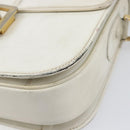CELINE Shoulder Bag Leather White Gold Auth ep15980-15
