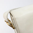 CELINE Shoulder Bag Leather White Gold Auth ep15980-19