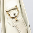 CELINE Shoulder Bag Leather White Gold Auth ep15980-21
