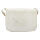 CELINE Shoulder Bag Leather White Gold Auth ep15980-3