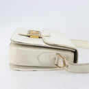 CELINE Shoulder Bag Leather White Gold Auth ep15980-5