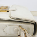 CELINE Shoulder Bag Leather White Gold Auth ep15980-6