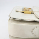 CELINE Shoulder Bag Leather White Gold Auth ep15980-7
