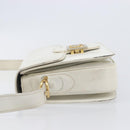 CELINE Shoulder Bag Leather White Gold Auth ep15980-8