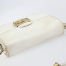 CELINE Shoulder Bag Leather White Gold Auth ep15980-9