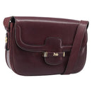 CELINE Shoulder Bag Leather Bordeaux Gold Auth ep15984-1