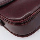 CELINE Shoulder Bag Leather Bordeaux Gold Auth ep15984-15