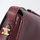 CELINE Shoulder Bag Leather Bordeaux Gold Auth ep15984-18