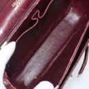 CELINE Shoulder Bag Leather Bordeaux Gold Auth ep15984-10