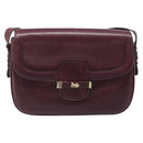 CELINE Shoulder Bag Leather Bordeaux Gold Auth ep15984-13
